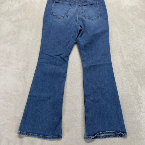 Loft Jeans Women 10/30 Petite Slim Flare Sailor Pocket Hi Rise Medium Wash Denim - Picture 8 of 14